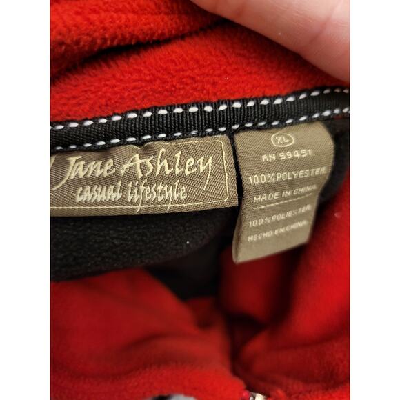 Jane Ashley Red Fleece Quarter Zip Pullover Maine Embroidered XL - Picture 12 of 14